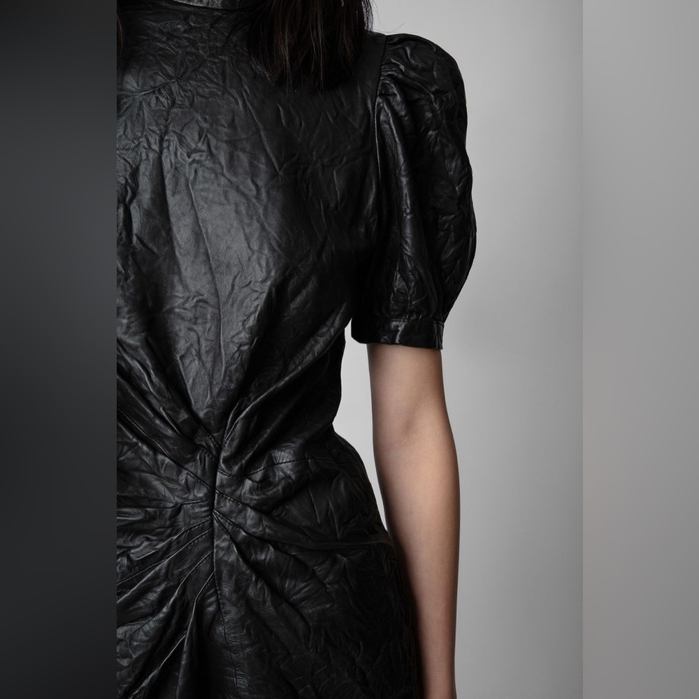 Zadig & Voltaire Rixe Lambskin Leather Mini Dress M NWT Flaw - Picture 5 of 12